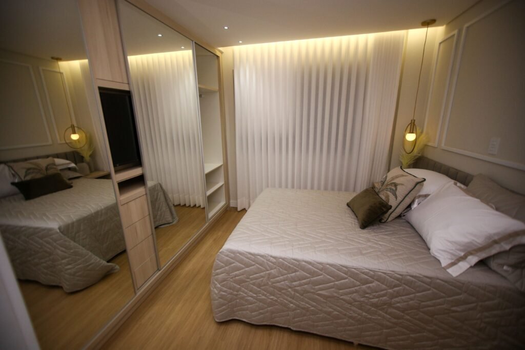 mirror small bedroom illusion space modern decor