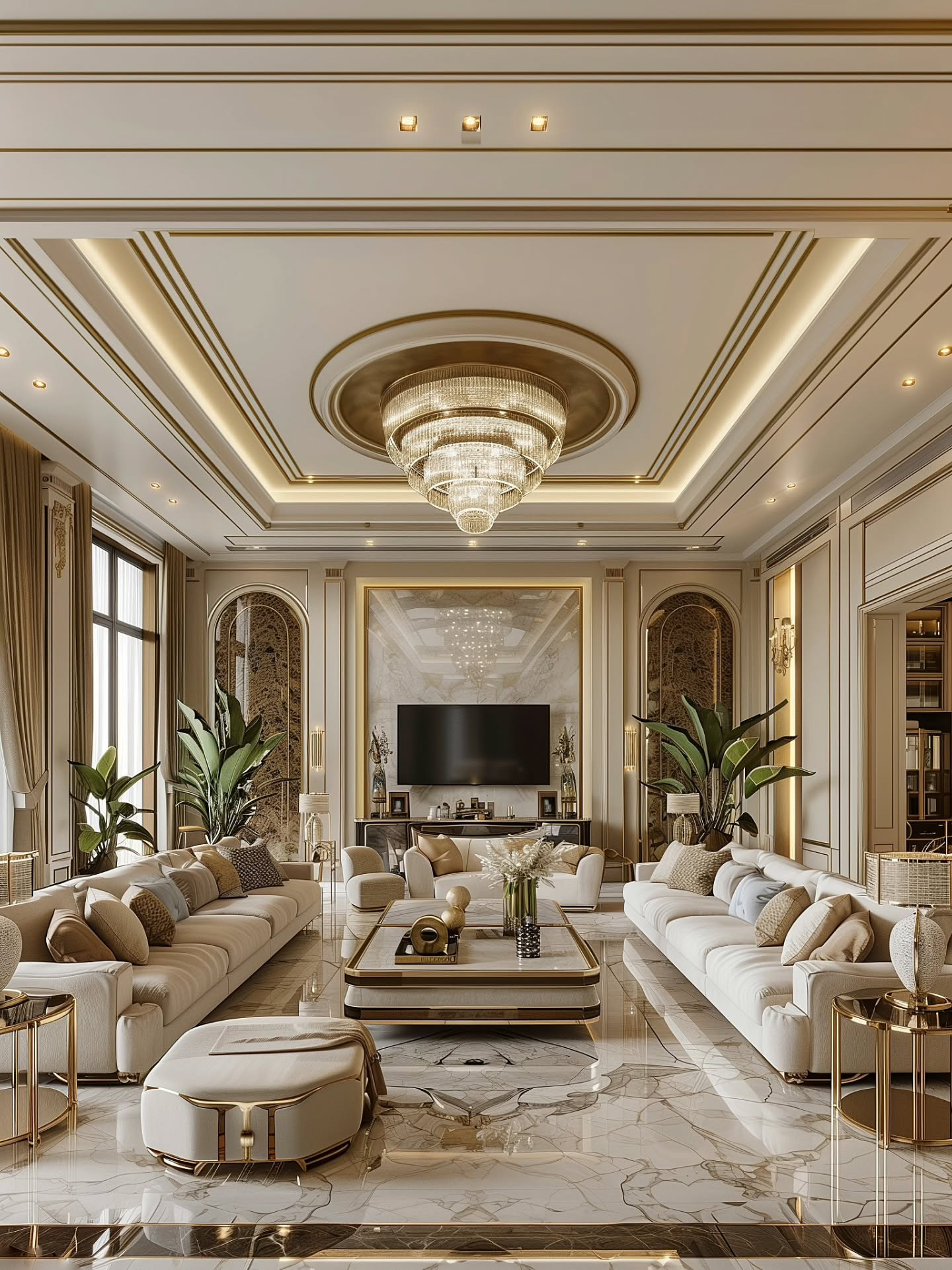 modern interior design for hall with stylish living room and luxury lighting setup