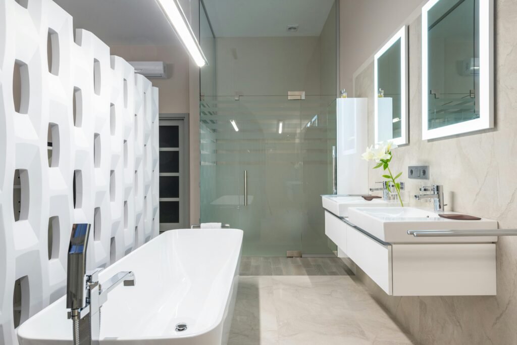 10 Bathroom Remodel Ideas on a Budget That Look Expensive Minimalist luxury bathroom with clean surfaces and soft textures