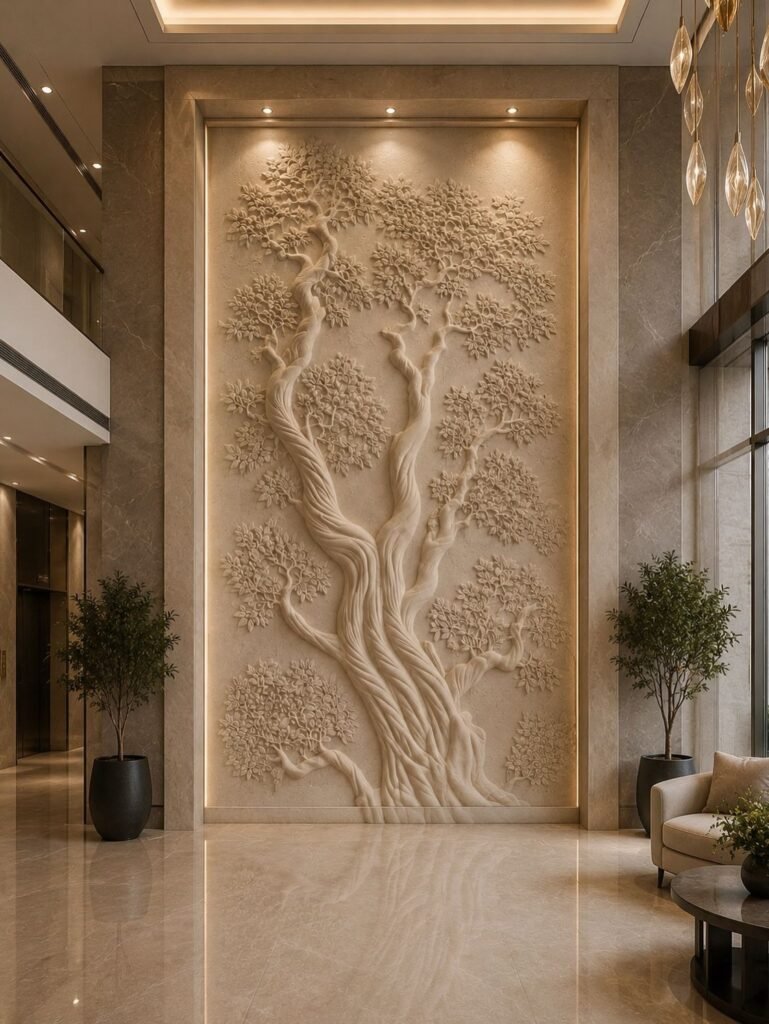 Luxe interior design featuring layered textures and rich materials