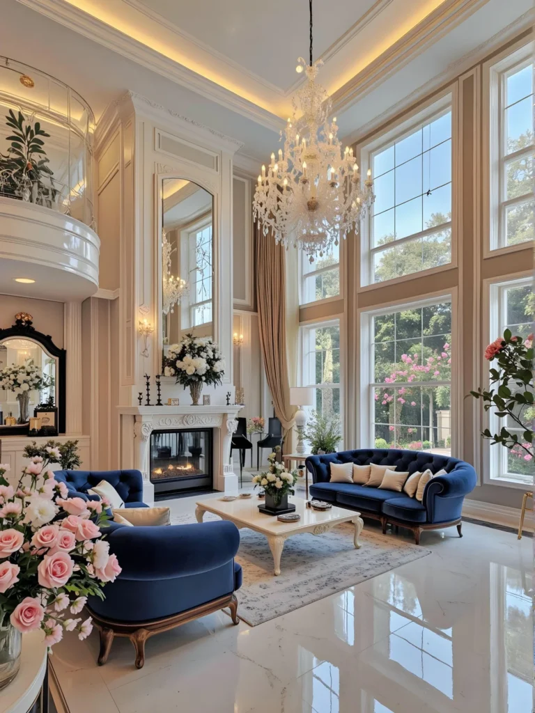 Luxury interior lighting with elegant chandelier and premium decor