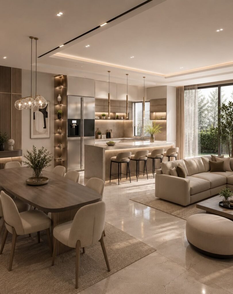 Luxury home design showcasing elegant interior spaces and modern decor