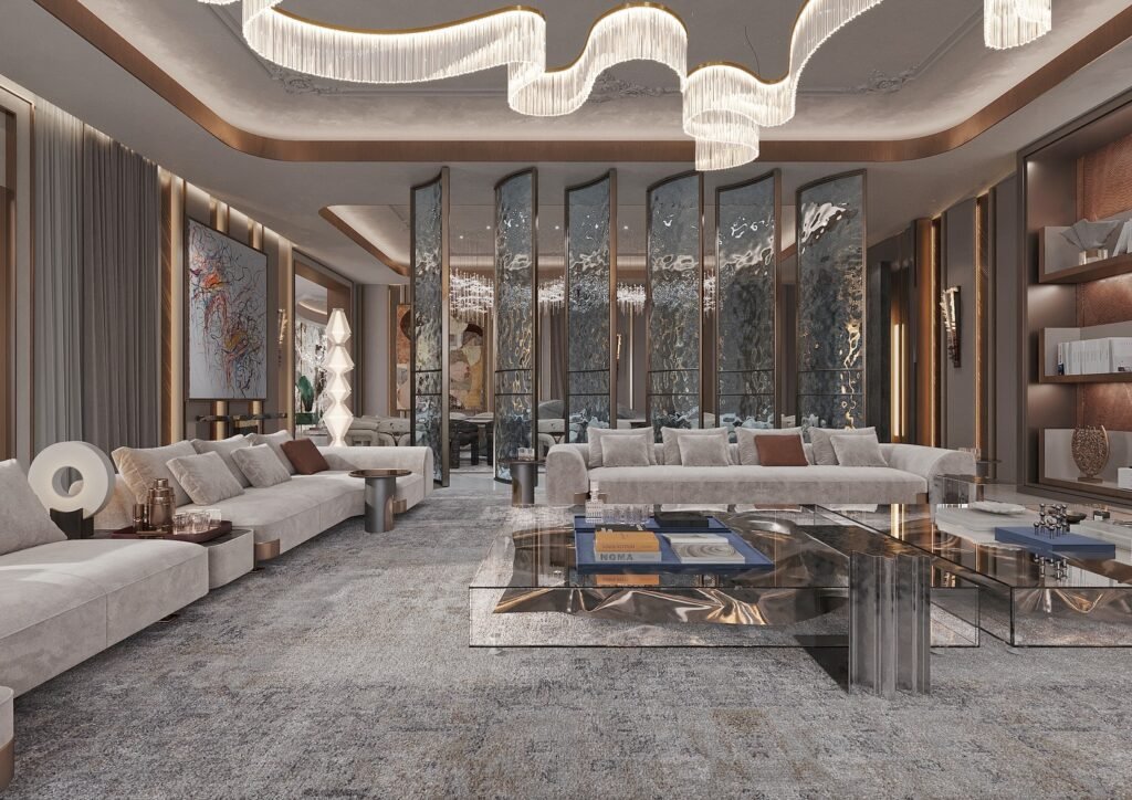 Luxury interior design living room with modern elegant furniture and premium decor