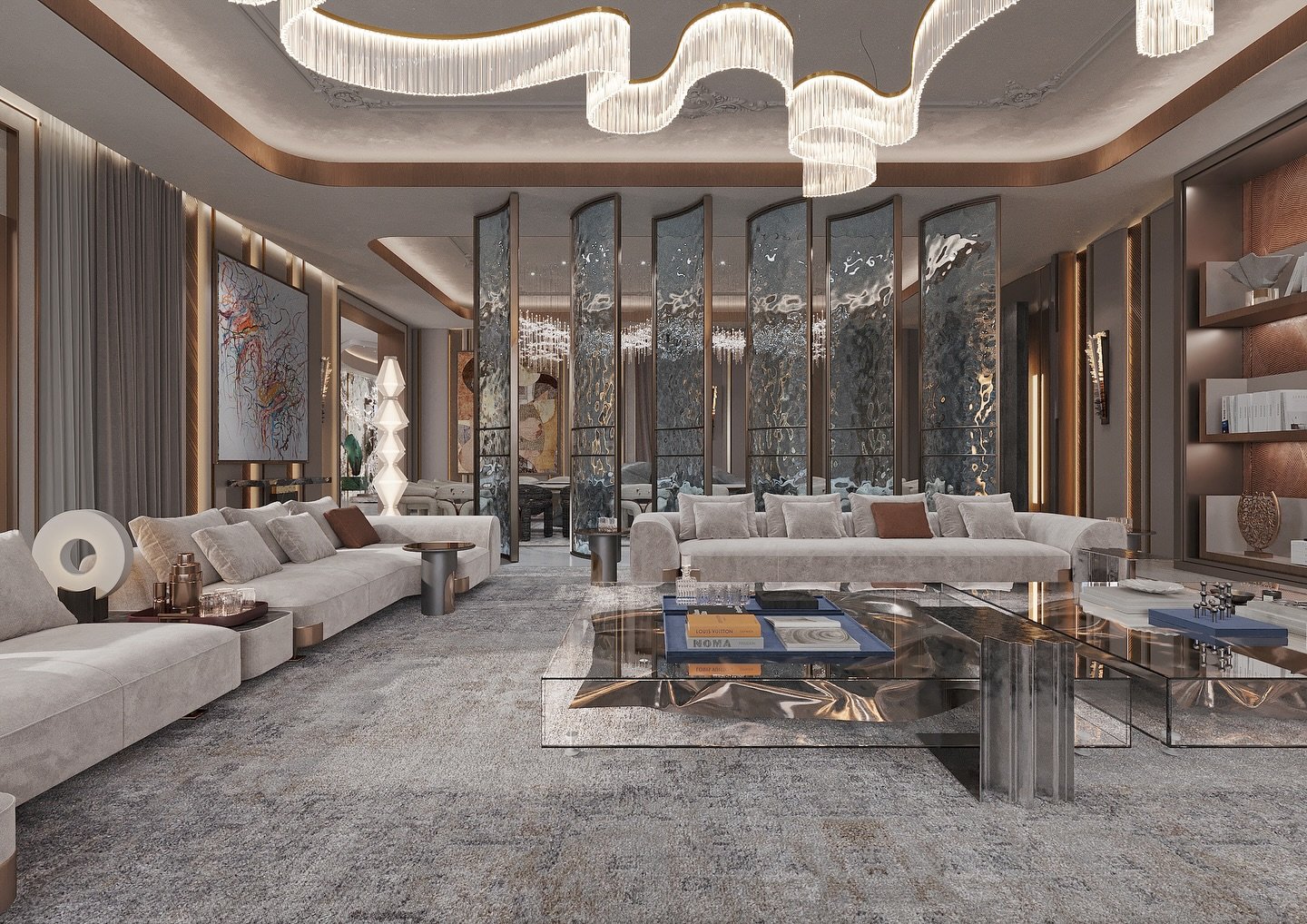 Luxury interior design living room with modern elegant furniture and premium decor