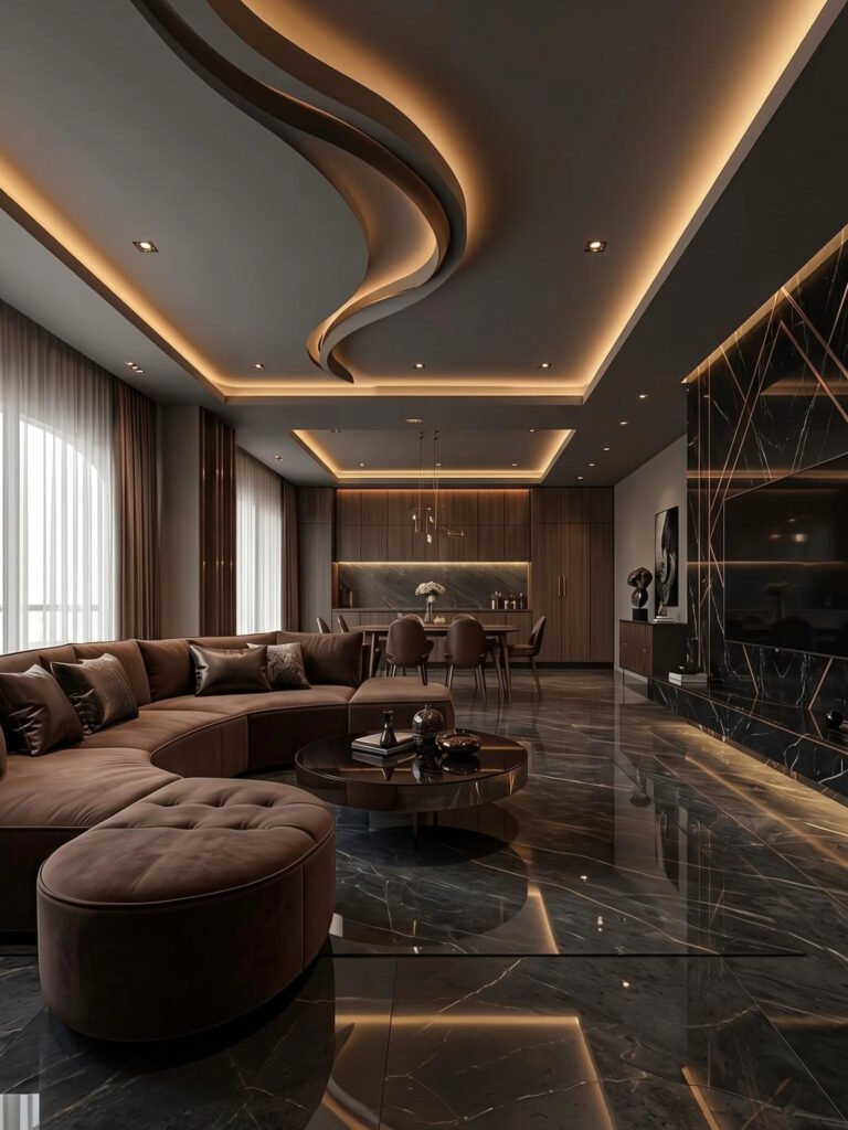 Luxury interior lighting with elegant chandelier and premium decor