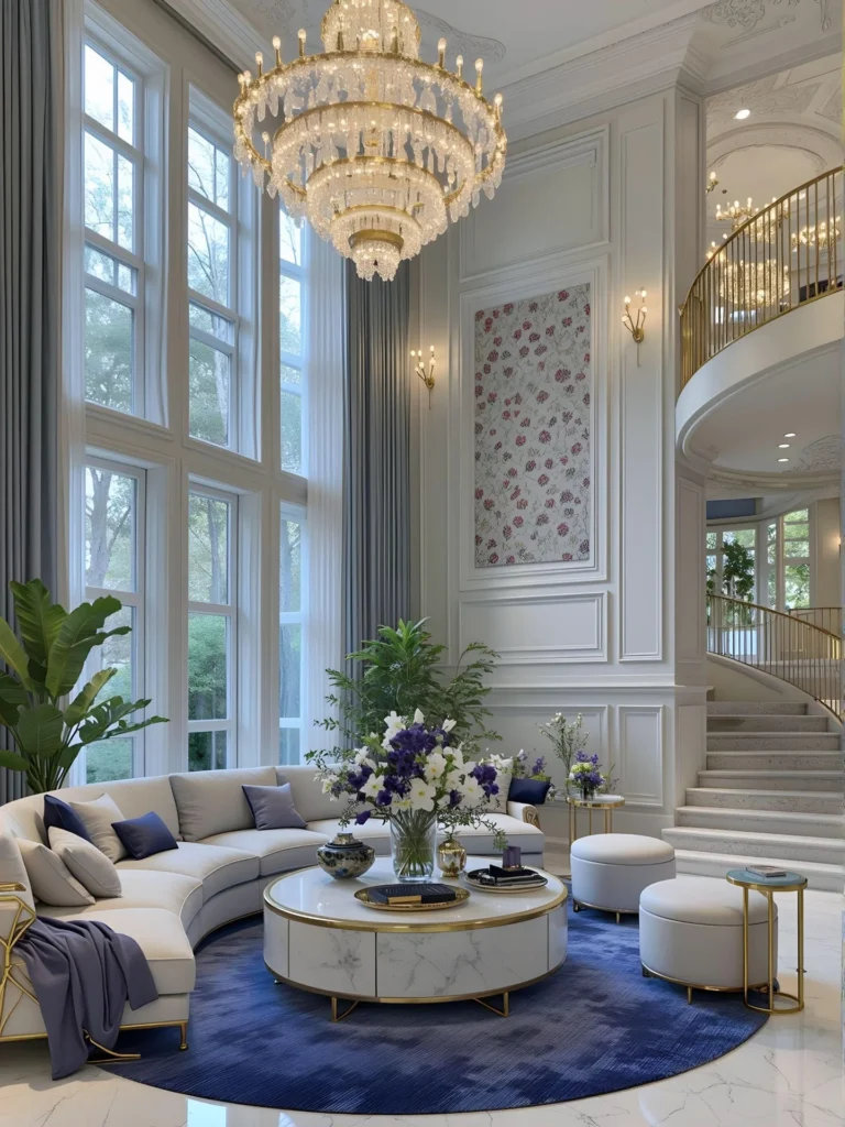 Luxury interior lighting with elegant chandelier and premium decor