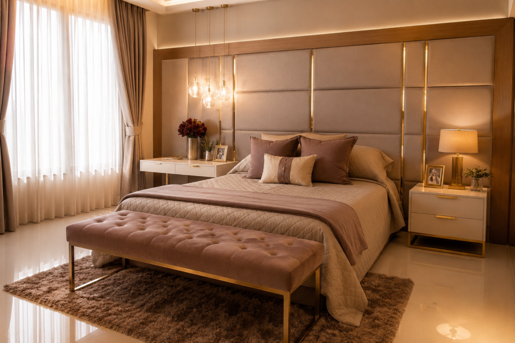 cozy room decor ideas for bedroom with warm lighting and aesthetic bedding 2026