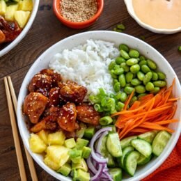 Chicken Rice Bowl Recipe with Creamy Avocado Sauce