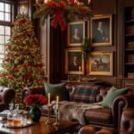 Ralph Lauren Christmas decor with a cozy traditional living room and Christmas tree