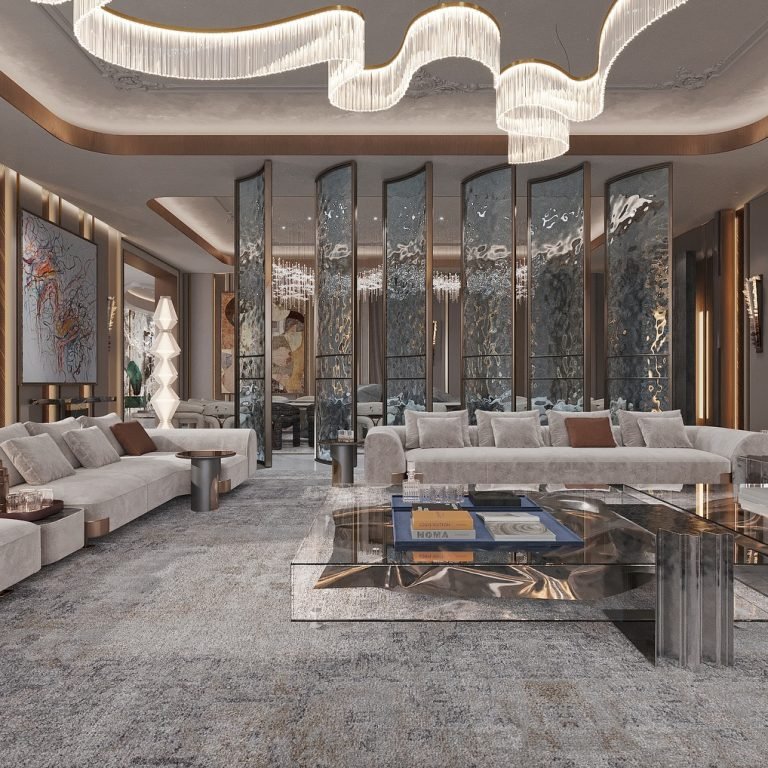 Luxury interior design living room with modern elegant furniture and premium decor