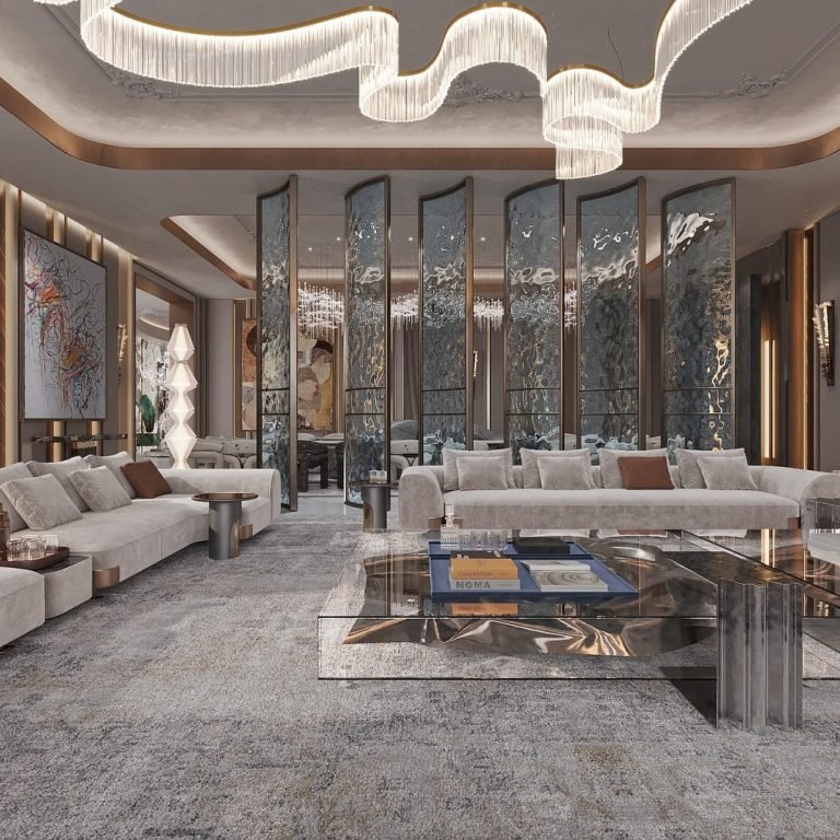 Luxury interior design living room with modern elegant furniture and premium decor